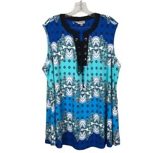 Ombre Medallion Stripe Lace-Up Tank Size 22/24